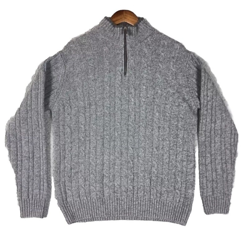 Daniele Blasi Sweater Men's XXL Grey Cable Knit Wool Blend 1/4 Zip Mock Italy